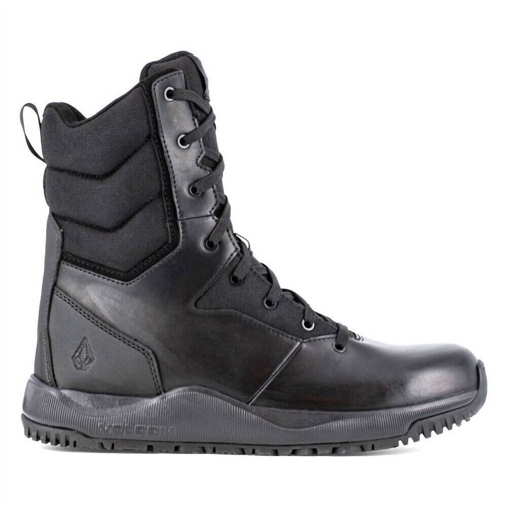 NEW VOLCOM men's 8" tactical side-zip work boot - medium width in black